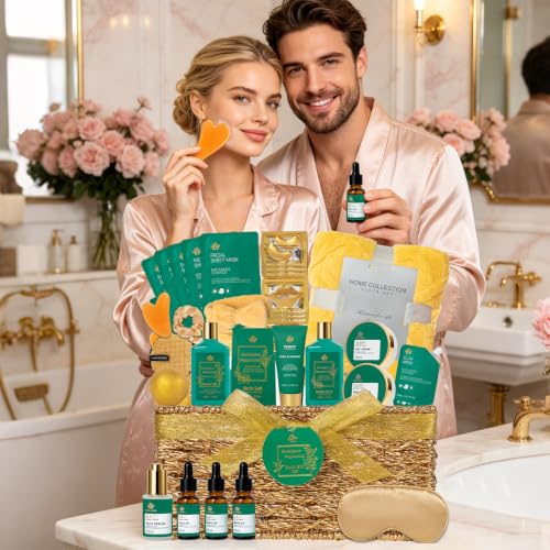 Gifts for Women & Men, 35Pcs Eucalyptus Home Spa Gift Basket, Get Well Soon | Gifts Basket for Women & Men, Bath & Body Gifts Basket for Mom & Dad, Hydrating Face Skin Care Set, Christmas, Anniversary
