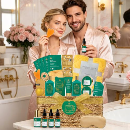 Gifts for Women & Men, 35Pcs Eucalyptus Home Spa Gift Basket, Get Well Soon | Gifts Basket for Women & Men, Bath & Body Gifts Basket for Mom & Dad, Hydrating Face Skin Care Set, Christmas, Anniversary
