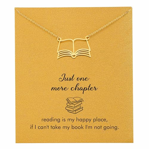 RZKING Golden Necklace for Women, Gifts for Best Friend Sister Mom Daughter - style: Book