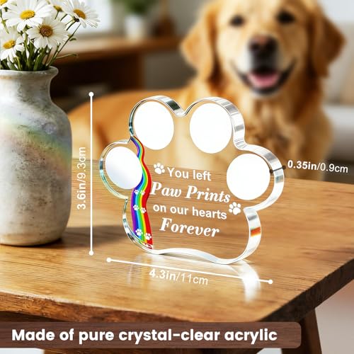 Dog Memorial Picture Frame 4x6, DIY Pet Memorial Gift for Loss of Dog or Cat with Paw Remembrance Ornament - You Left Paw Prints On Our Hearts Forever, Dogs Photo Frame Pet Sympathy Bereavement Gift