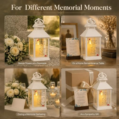 Memorial Lantern, Sympathy Gifts for Loss of Loved One/ Mom/ Dad (White) - color: White