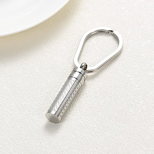 constantlife Cremation Jewelry for Ashes Openable Pill Case Urn Necklace Keepsake Perfume Memorial Pendant Locket Charm Accessories - color: Keychain-silver