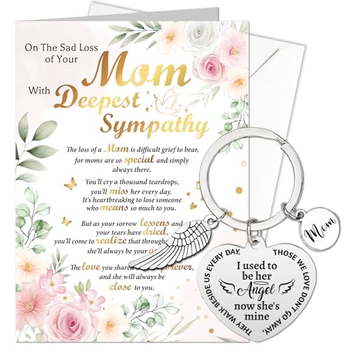 HOWAF On The Sad Loss of Your Mom Sympathy Card with Memorial Keyring, Thinking of You condolences card for Memorial Gift, Sympathy Gifts Loss of Mom