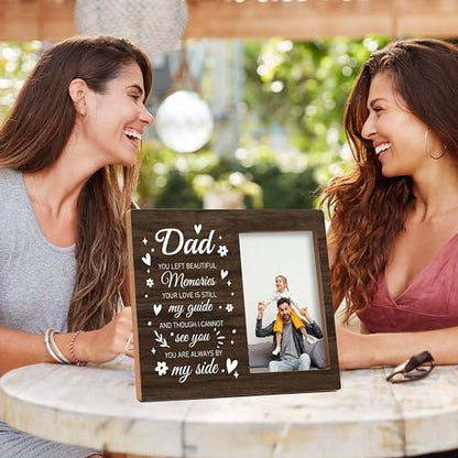 Memorial Pictures Frame, Dad You Left Beautiful Memories Photo Frame, Sympathy Gifts For Loss Of Dad, Farmhouse Home Living Room Bedroom Decoration -b24, Rustic - style: Dad