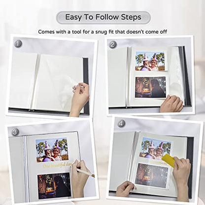 Popotop Large Photo Album Self Adhesive 4x6 5x7 8x10 Scrapbook Album DIY Picture Book,Gifts for Mom,Family Baby and Wedding,with Metal Pen and Plastic Board - color: Grey, size: 11.5"x10.6"60pages