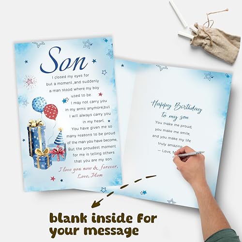 Heartfelt Birthday Card Gifts for Son from Mom, Boy Adulthood Card for Son, Love You Now & Forever Mom Card - color: My Son