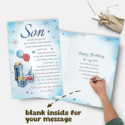 Heartfelt Birthday Card Gifts for Son from Mom, Boy Adulthood Card for Son, Love You Now & Forever Mom Card - color: My Son