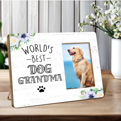 Dogs Grandma Gifts,Grandmother Birthday Gifts,Best Dog Grandma Gift,Grandmother Gift for Christmas Mother's Day,World's Best Dog Grandma Wood Picture Frame - style: world's best Dog