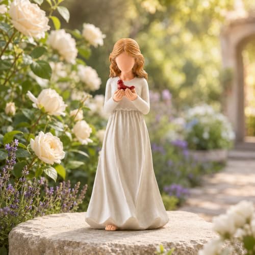 Angel Figurine, Cardinal Gifts for Loss of Loved One | Hand-painted resin angel with red cardinal bird, thoughtful memorial & grief sympathy gift for women, home decor