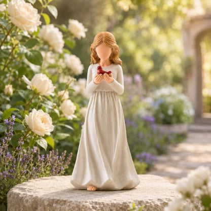 Angel Figurine, Cardinal Gifts for Loss of Loved One | Hand-painted resin angel with red cardinal bird, thoughtful memorial & grief sympathy gift for women, home decor
