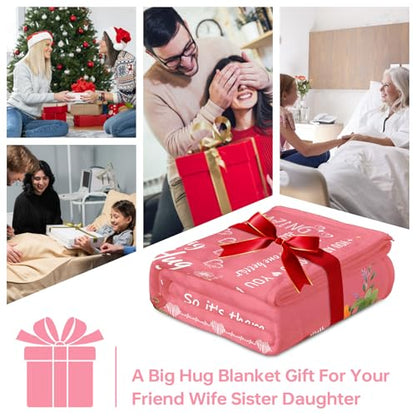 Warm Hug Get Well Throw Blanket Gifts for Women 52'' x 60'' | You're Loved Blankets with Inspirational Words after Surgery Cancer Recovery Gifts for Friends,Sister,Daughter - color: Pink Warm Hug