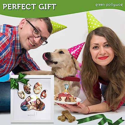 Green Pollywog 5-Opening Paw Print Collage Picture Frame, White - size: 5-Opening Paw Print Frame - White