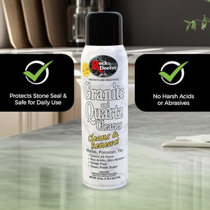 Rock Doctor Granite & Quartz Cleaner Spray 18 oz. Can, Cleans Tile, Marble, Kitchen Countertop, and Natural Stone Surfaces, Streak-Free Shine (6Pack)