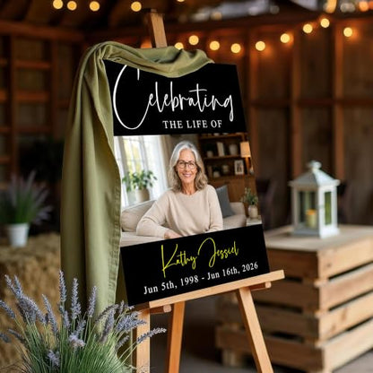 Personalized Celebration of Life Welcome Sign With Photo, Funeral Memorial Sign, Custom Funeral Sign, Elegant Minimalist Funeral Welcome Sign #10 - color: Style#9