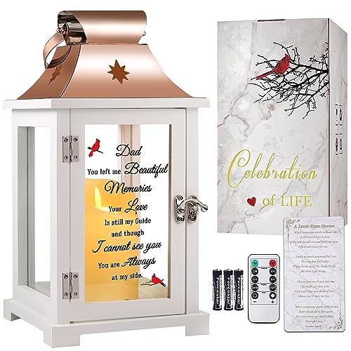 Memorial Lantern, Sympathy Gifts for Loss of Mom/Loved One, Bereavement Gifts, in Memory of Loved One Lantern,Celebration of Life, Memorial Gifts, Funeral Lantern,Dad You Left me Beautiful Memories - color: Dad You left me Beautiful Momories