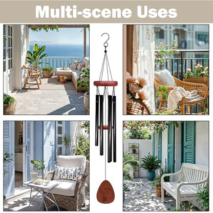 Memorial Wind Chimes, Sympathy Wind Chimes for Outside, Bereavement Sympathy Memorial Gifts for Loss Loved One, Angel Wings Part of My Heart in Heaven Memory Outdoor Chime 26" Inch
