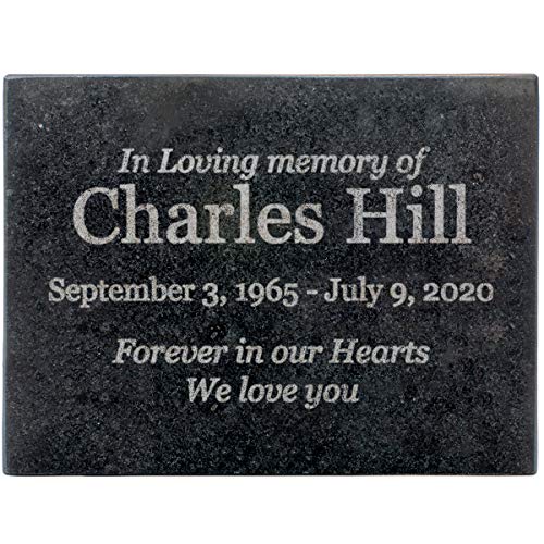 Customizable In Loving Memory Granite Garden Stone (8 x 6 x .4") | Laser Engraved, Indoor & Outdoor Use, Personalized Text, Black Granite, Memorial Plaque - size: 8 x 6 x 0.4"