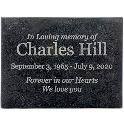 Customizable In Loving Memory Granite Garden Stone (8 x 6 x .4") | Laser Engraved, Indoor & Outdoor Use, Personalized Text, Black Granite, Memorial Plaque - size: 8 x 6 x 0.4"