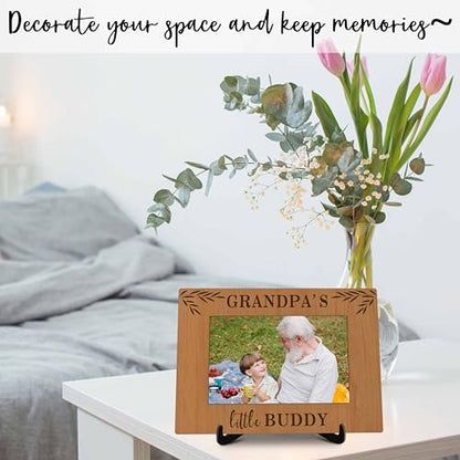 Grandpa Pictures Frame, Grandpa's Little Buddy Photo Frame with Stand, Grandparents Gifts From Grandchild, Farmhouse Home Living Room Bedroom Office Decoration -a25 - color: Grandpa