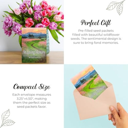 25 Wildflower Seed Packets - Celebration of Life Decorations - Funeral Favors - Memorial - Wild Flower Seeds Throw and Grow Perennial & Annual Mix to Attract Pollinators Bees and Butterflies Non-GMO