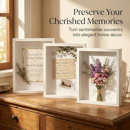 3 Pcs 8x10 Inch Shadow Box Frames Acrylic,Shadow Box Frame Display Cases,Cases for Pressed Flowers Keepsakes Tickets Photos (White) - color: White
