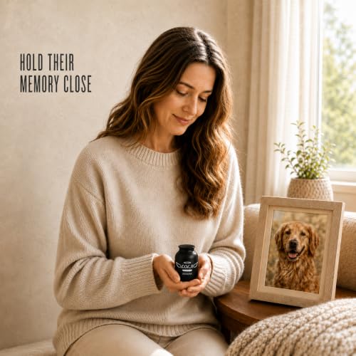 Personalized Cremation Keepsake Pet Ashes & Fur Mini Urn Waterproof with Airtight with Airtight Closure Customized Text Engraving Vase Container Memorial Dog (Angel Wings & Halo)
