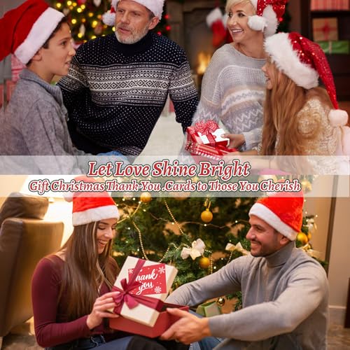 300 Pack Christmas Thank You Cards with Envelopes and Matching Stickers, 4.5x5.55 Inches Greeting Cards, Red Snowflake Thank you Cards for Xmas Wedding Graduation Business and Baby Shower - color: Red