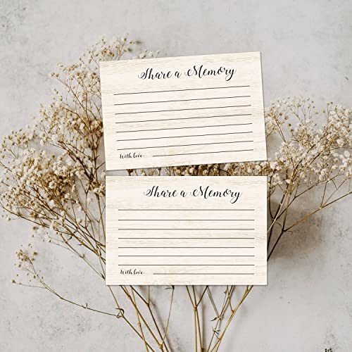 Share A Memory Cards, 50 Rustic Wood Cards and Sign for Wedding, Shower, Birthday, Funeral, Retirement, Graduation, Life Memories, Guest Book Alternative Advice Game.