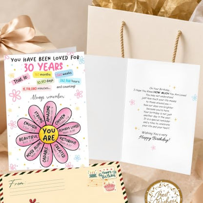 30th Birthday Card for Her, Happy 30th Birthday Card for Him Her with Seal and Envelope, 30 Year Old Birthdayy Cards for Daughter Women, Men Son Friend Sister Brother - color: 30th