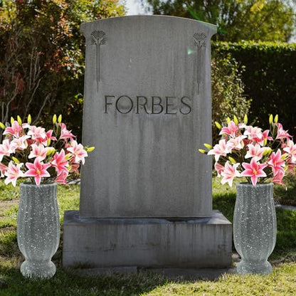 Cemetery Vase, Plastic, Grave Decorations, Flower Holders with Metal Spikes&Drain Stopper, Gray - color: Gray