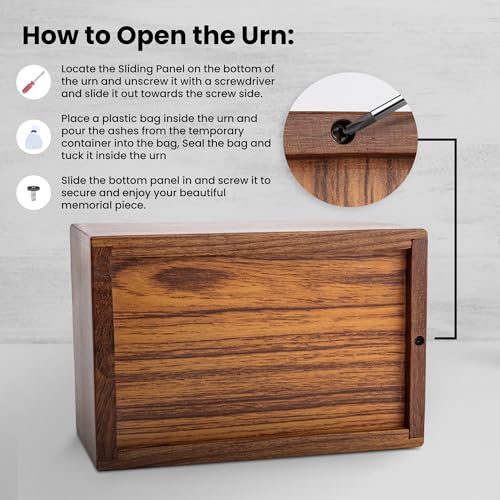 SIC Keepsake Urn for Ashes, Engraved Rosewood, 14 cu in | keepsake share of ashes; hand-finished rosewood; 14 cu in - size: Keepsake - 14lbs