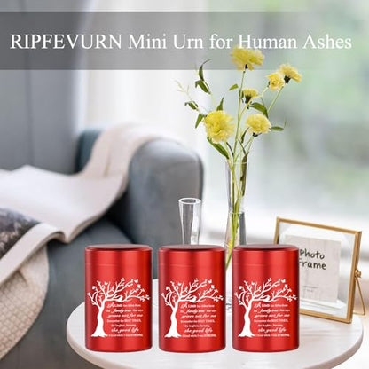 RIPFEVURN Small Mini Sharing Urns for Human Ashes Keepsake Adult Female Male Tree of Life Cremation Jewelry Urn Necklaces for Ashes for Women Men Set of 6(Red)