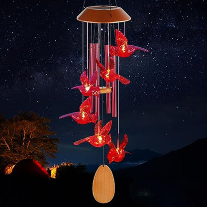 Cardinals Decorative Mobiles Gifts, Solar Cardinals Wind Chimes, Gifts for Mom, Women, Grandma, Garden Courtyard Lawn Decoration, Thanksgiving Gift, Decor Gift for Christmas and New Year