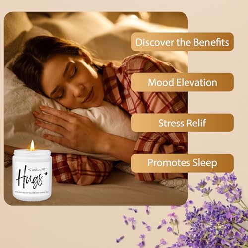 Sympathy Gifts for Loss of Loved One- No Words Just Hugs Candles, Natural Lavender Scented Candle 9OZ, Get Well Soon, Thinking of You Gifts, Bereavement Gift for Women Men, Miscarriage Gift for Mother