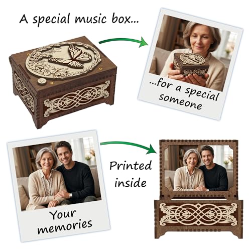 Butterfly Custom Song MP3 Music Box, Personalize with Photo Print & Text, Plays Any Song