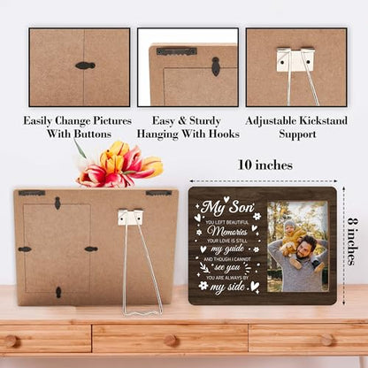 Memorial Pictures Frame, My Son You Left Beautiful Memories Photo Frame, Sympathy Gifts For Loss Of Son, Farmhouse Home Living Room Bedroom Decoration -b30 - style: My Son