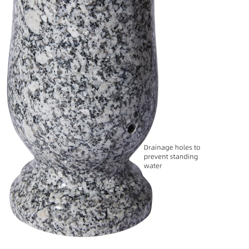 Granite Cemetery Vase for Grave Heavy 9.2 Lbs Windproof 3 Inch Opening