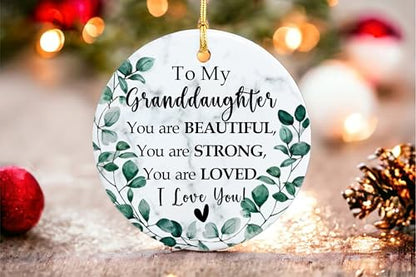 to My Granddaughter Christmas Ornament 2026 from Grandma and Grandpa, Double-Side Printed Christmas Ornament for Granddaughter Xmas Tree Keepsake - color: Granddaughter