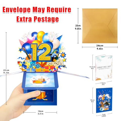 GREETING ART Sweet 12th Birthday Pop Up Birthday Card for Girl Boy - color: 12th
