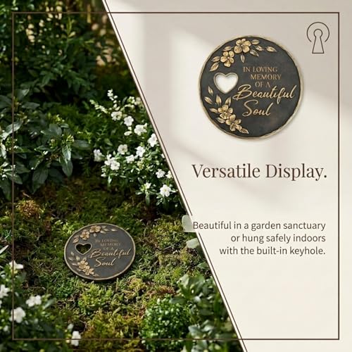 The Bridge Collection “in Loving Memory of A Beautiful Soul” Memorial Garden Stone – Sympathy Gift for Loss of Loved One – Outdoor Remembrance Garden Stone Tribute Decor