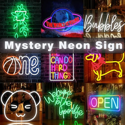 Mystery Neon Sign,LED Led Neon Lights for Wall Decor Neon,Light Up Sign USB Powered Neon Lights for Room Wall Decor,Random Delivery,1PCS - style: Classic