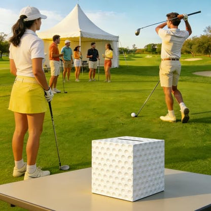 Golf Card Box Sports Party Favors Post Box Cardboard Receiving Money Holder for Golf Theme Wedding Reception, Baby Showers, Anniversary, Birthday Party, Graduation Table Centerpiece Decorations - style: Golf