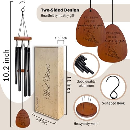 Religious Gifts for Women Wind Chimes, Faith Based Bird Wind Chimes for Outside, Christian Blble Verse Gift for Women Faith Men, Goodness of God Chime 26" Inches