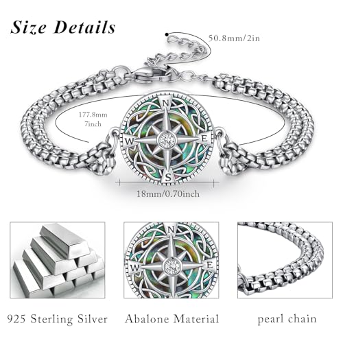 TUGHRA Ashes Bracelet for Women Urn Bracelet for Ashes 925 Sterling Silver Cremation Jewelry Memorial Gifts Keepsake Bracelet - style: Ashes Bracelet-coin-compass-abalone shell