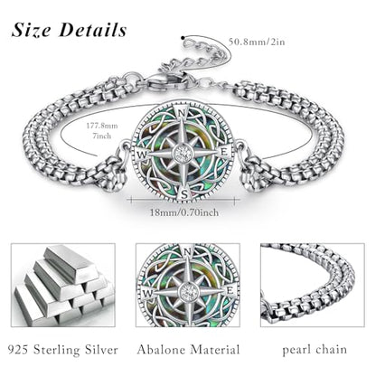 TUGHRA Ashes Bracelet for Women Urn Bracelet for Ashes 925 Sterling Silver Cremation Jewelry Memorial Gifts Keepsake Bracelet - style: Ashes Bracelet-coin-compass-abalone shell