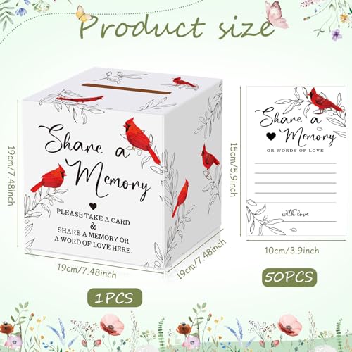 Fainne 50 Pcs Cardinal Share a Memory Cards with Celebration of Life Box Funeral Advice Cards Thank You Sympathy Holder Box Decor for Guest Funerals Memorial Service Farewell Remembrance Supplies - style: Cardinal