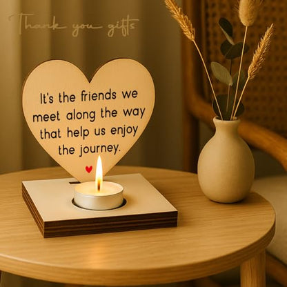 Heart Shaped Wooden Tealight Candle Holderwith Inspirational Quotes, Memorial Friends Appreciation Gifts, Rustic Wooden Candle Holder for Birthday, Christmas, Farewell SLZ22 - color: Daughter