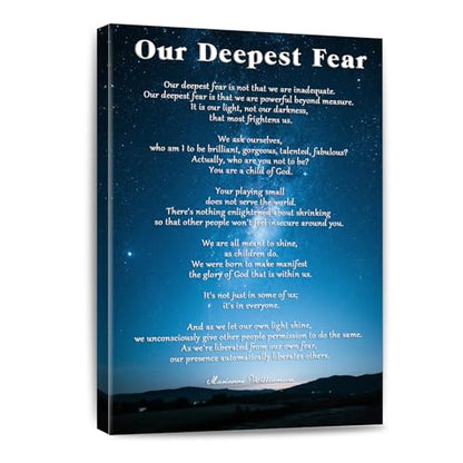 Our Deepest Fear Quote Canvas Wall Art Inspirational Painting Print Motivational Poster Ready to Hang Home Office，Living Room，or Personal Space Framed 12 * 18 Inch - color: White 2, size: 18"L x 12"W