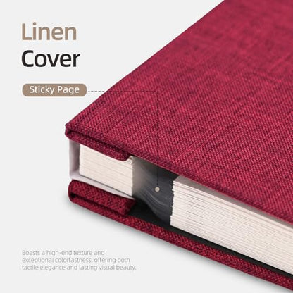 Vienrose Large Photo Album Self Adhesive for 4x6 5x7 8x10 Pictures Scrapbook Album DIY Scrap Book 40 Sticky Pages with A Metallic Pen Red | Scrapbook Album, 20 Sheets, 4x6 5x7 8x10 Photos, Metallic Pen, DIY Memory Book, Travel Photos, Birthday Gift - colo