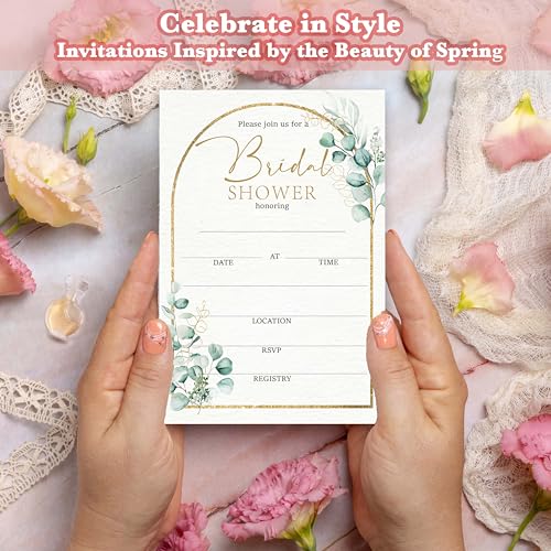 Greenery Bridal Shower Invitations | Spring Elegant Greenery Arch Bridal Shower Invitations, 25 Botanical Party Invites with Envelopes-A15 - style: greenery arch